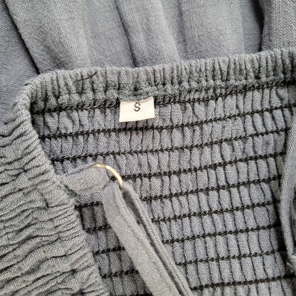 *Free With Purchase* Linen Romper Asymmetrical Straps Spaghetti Sleeveless Tube - Picture 8 of 9